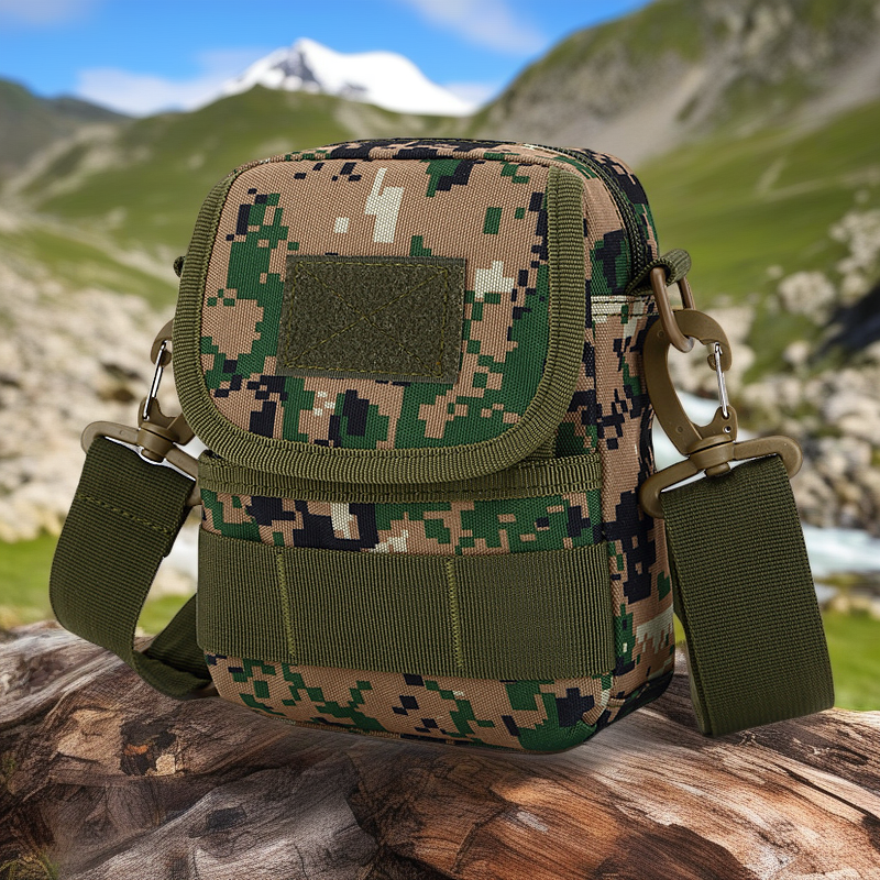 Camouflage Hiking Tool Bag - Compact Vertical Shoulder Bag for Outdoor Adventures